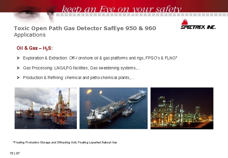 Toxic Open Path Gas Detector Saf. Eye 950 & 960 Applications Oil & Gas