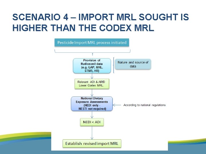 SCENARIO 4 – IMPORT MRL SOUGHT IS HIGHER THAN THE CODEX MRL 