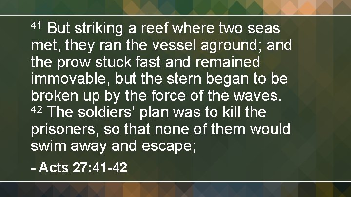 41 But striking a reef where two seas met, they ran the vessel aground;