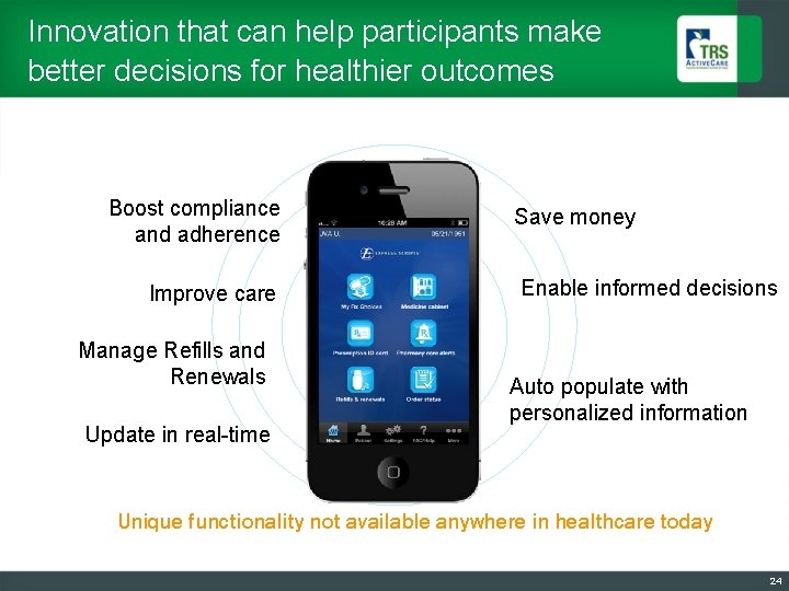 Innovation that can help participants make better decisions for healthier outcomes Boost compliance and