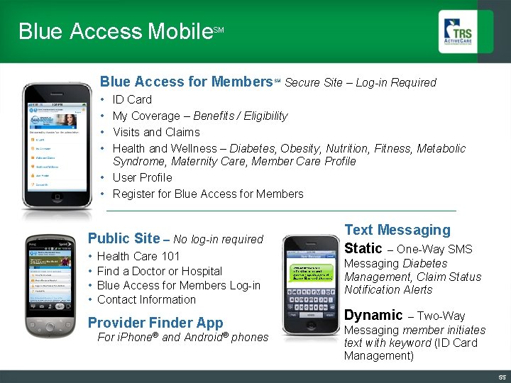 Blue Access Mobile SM Blue Access for Members SM Secure Site – Log-in Required