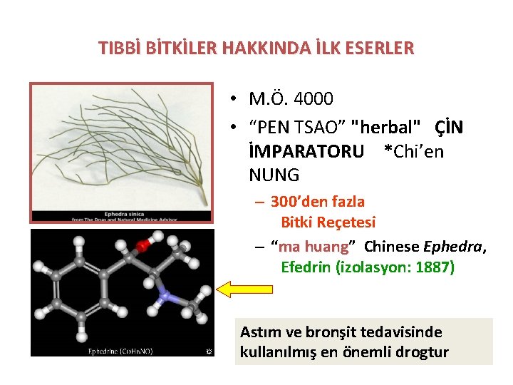 TIBBİ BİTKİLER HAKKINDA İLK ESERLER • M. Ö. 4000 • “PEN TSAO” "herbal" ÇİN