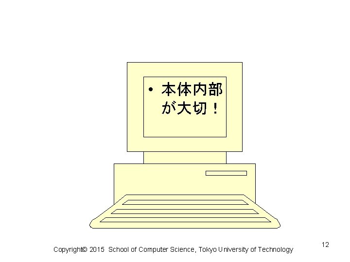  • 本体内部 が大切！ Copyright© 2015 School of Computer Science, Tokyo University of Technology