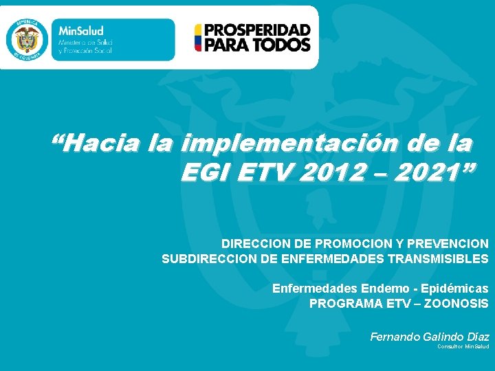 “Hacia la implementación de la EGI ETV 2012 – 2021” DIRECCION DE PROMOCION Y