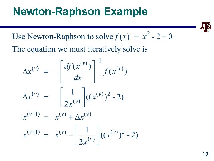 Newton-Raphson Example 19 