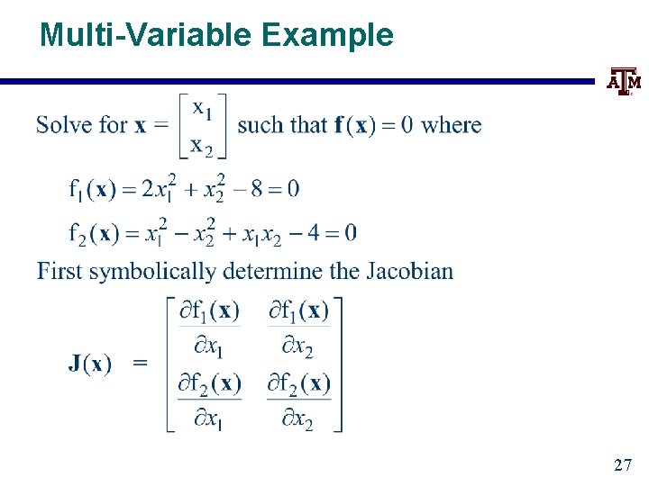 Multi-Variable Example 27 