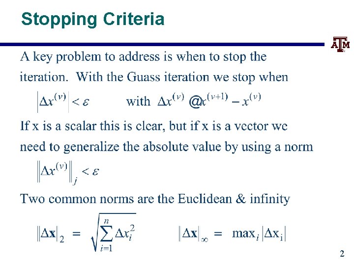 Stopping Criteria 2 