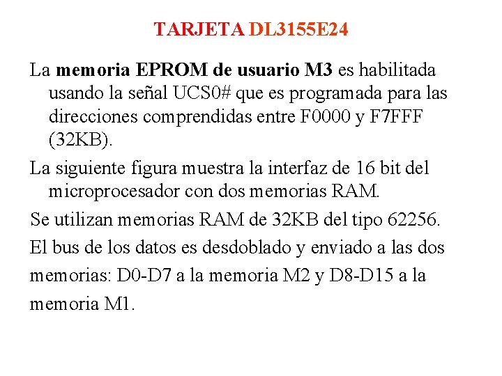 TARJETA DL 3155 E 24 La memoria EPROM de usuario M 3 es habilitada TARJETA DL 3155 E 24 La memoria EPROM de usuario M 3 es habilitada