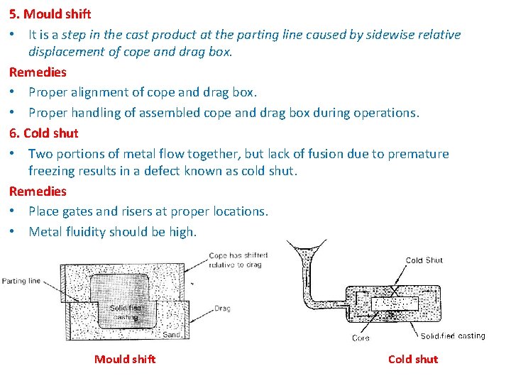 5. Mould shift • It is a step in the cast product at the