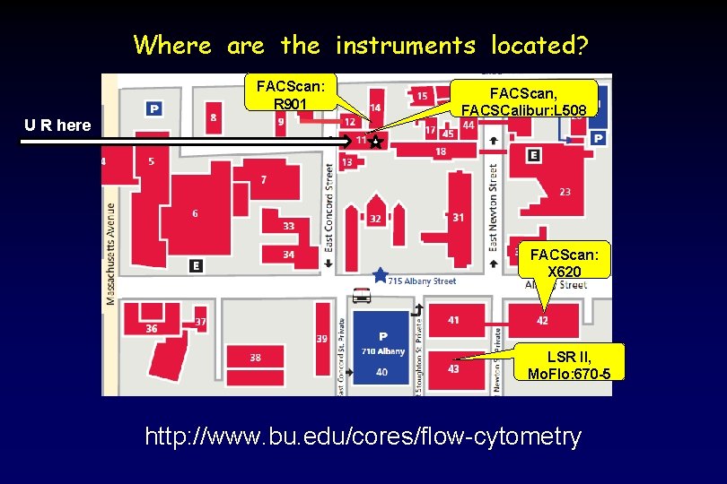 Where are the instruments located? FACScan: R 901 U R here FACScan, FACSCalibur: L