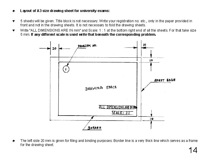 ♣ Layout of A 3 size drawing sheet for university exams: ♥ 5 sheets ♣ Layout of A 3 size drawing sheet for university exams: ♥ 5 sheets