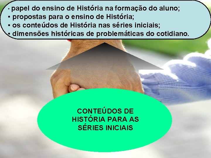  • papel do ensino de História na formação do aluno; • propostas para