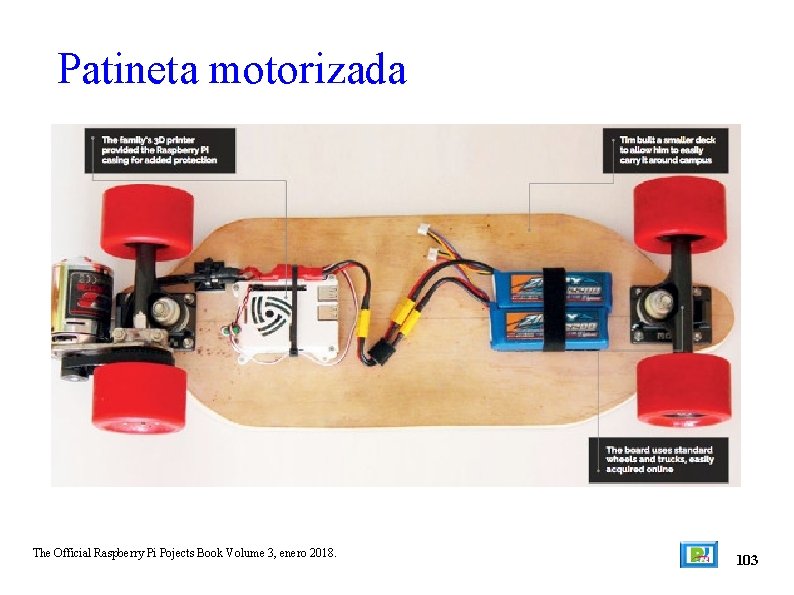 Patineta motorizada The Official Raspberry Pi Pojects Book Volume 3, enero 2018. 103 