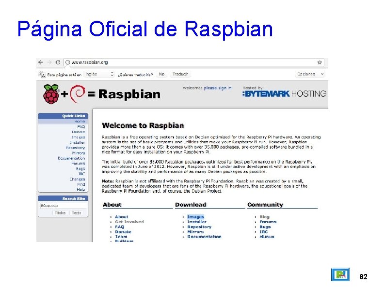 Página Oficial de Raspbian 82 