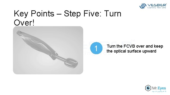 Key Points – Step Five: Turn Over! 1 Turn the FCVB over and keep