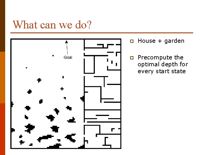 What can we do? p House + garden p Precompute the optimal depth for