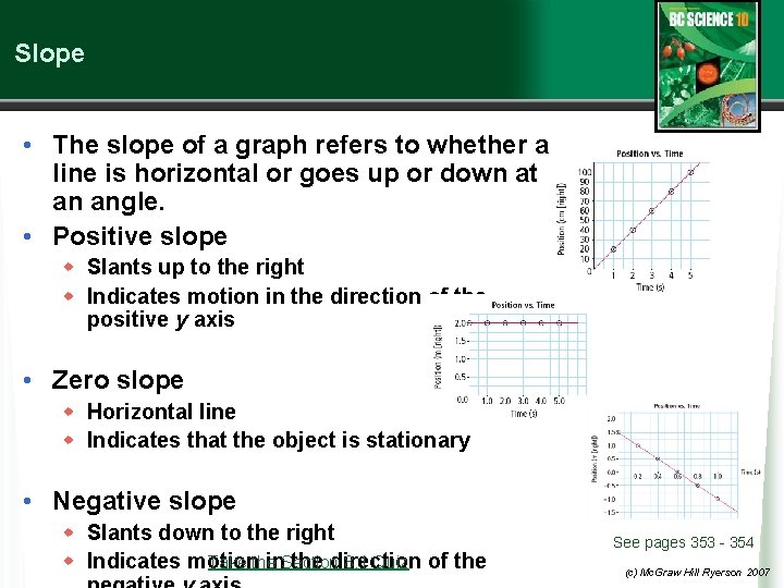 Slope • The slope of a graph refers to whether a line is horizontal Slope • The slope of a graph refers to whether a line is horizontal