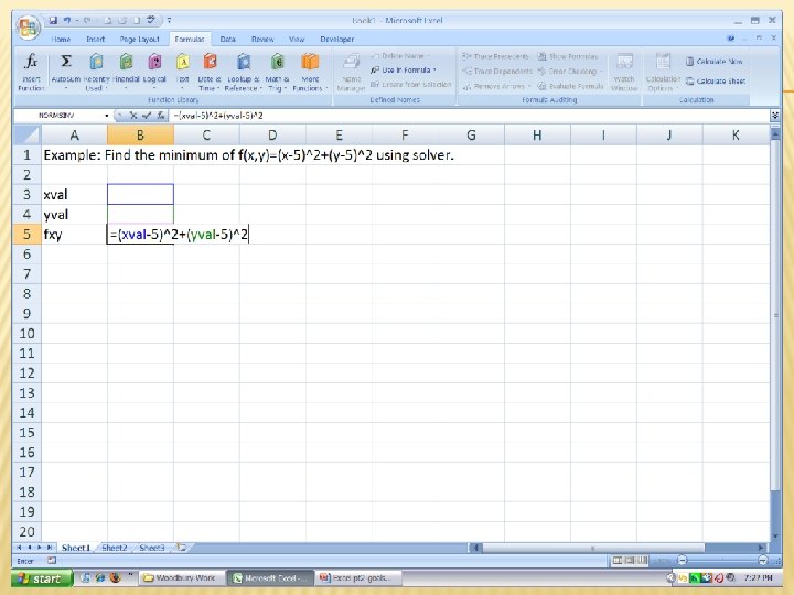 EXAMPLE 2: SETTING UP THE SPREADSHEET 
