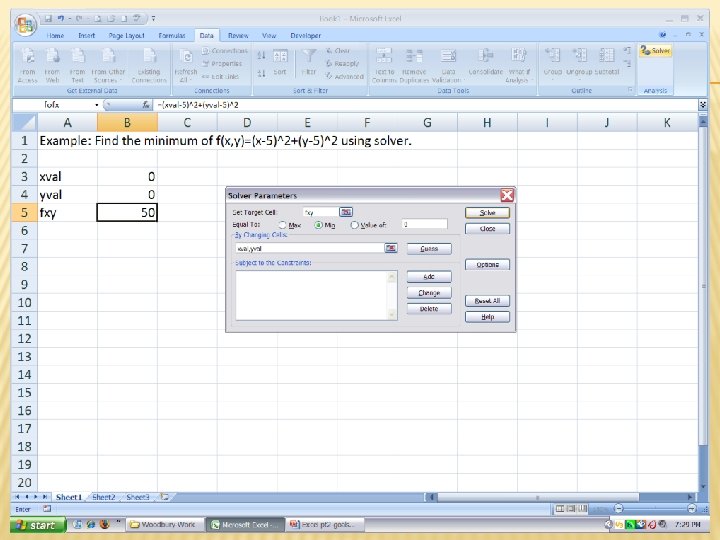 EXAMPLE 2: THE SOLVER DIALOG BOX 