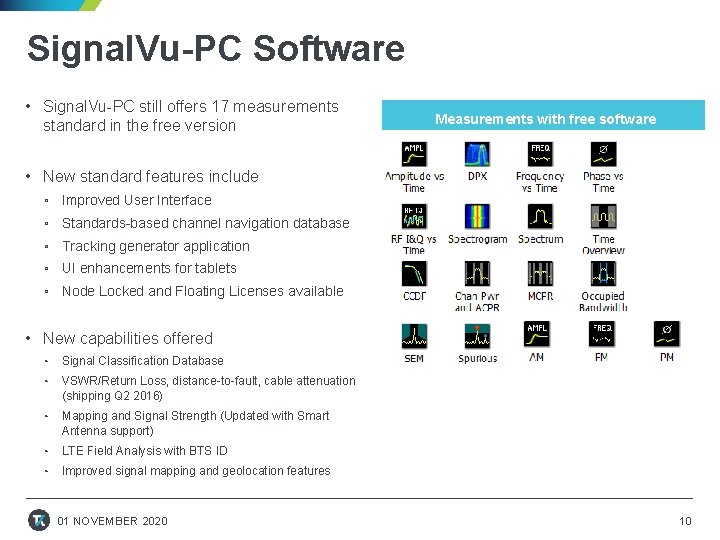 Signal. Vu-PC Software • Signal. Vu-PC still offers 17 measurements standard in the free