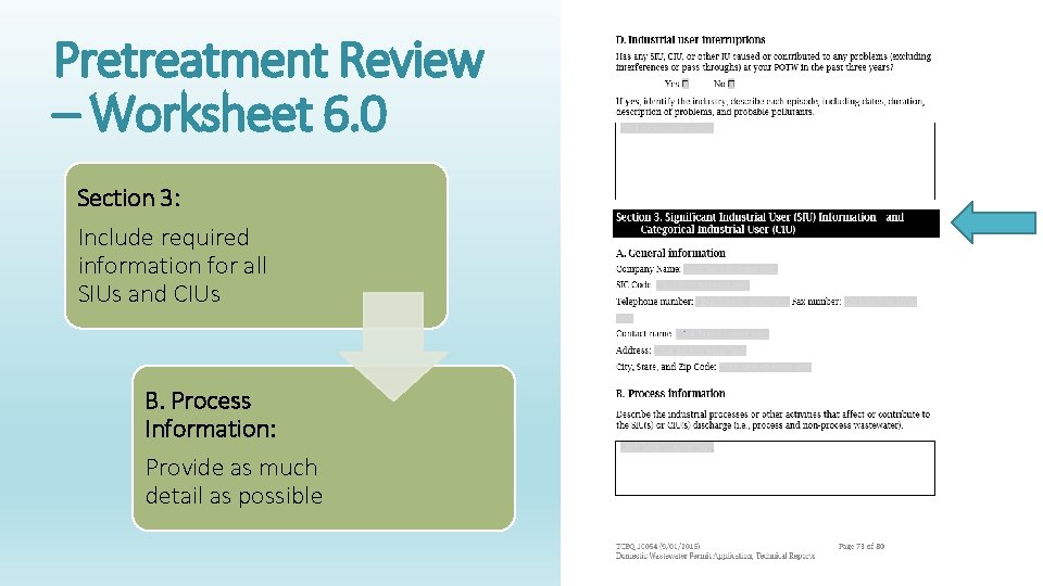 Pretreatment Review – Worksheet 6. 0 Section 3: Include required information for all SIUs