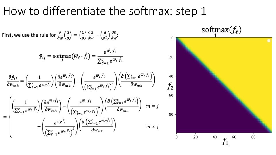 How to differentiate the softmax: step 1 • 