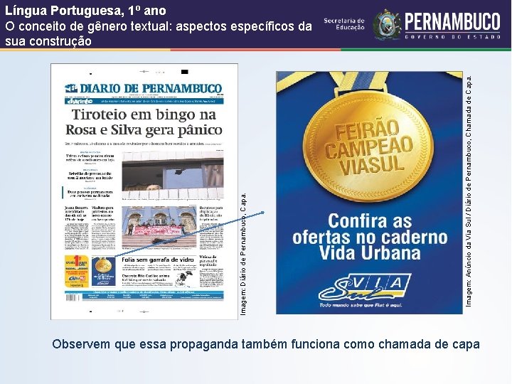 Imagem: Anúncio da Via Sul / Diário de Pernambuco, Chamada de Capa. Imagem: Diário
