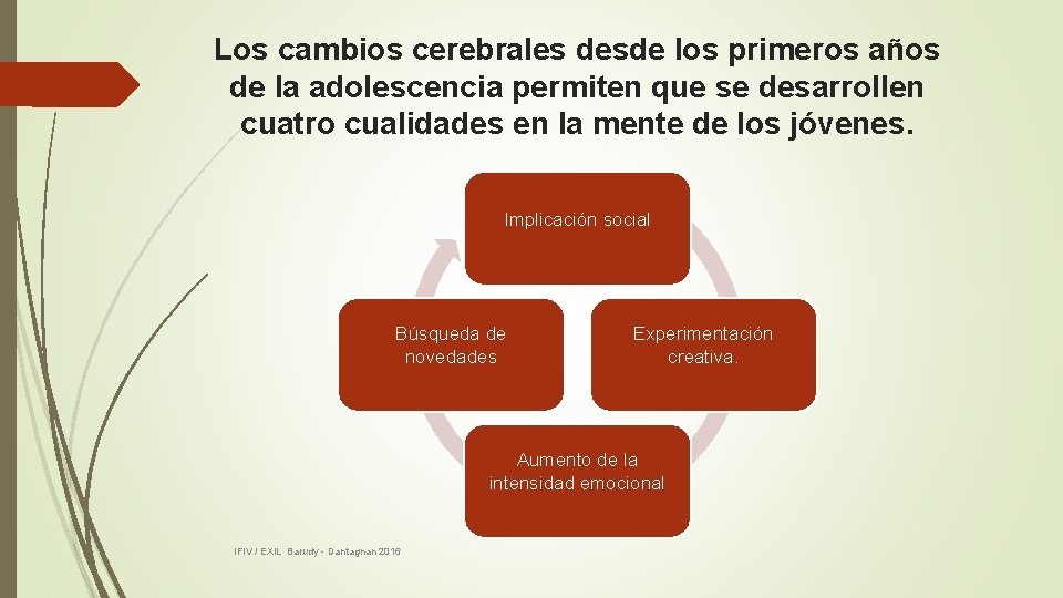 Los cambios cerebrales desde los primeros años de la adolescencia permiten que se desarrollen Los cambios cerebrales desde los primeros años de la adolescencia permiten que se desarrollen