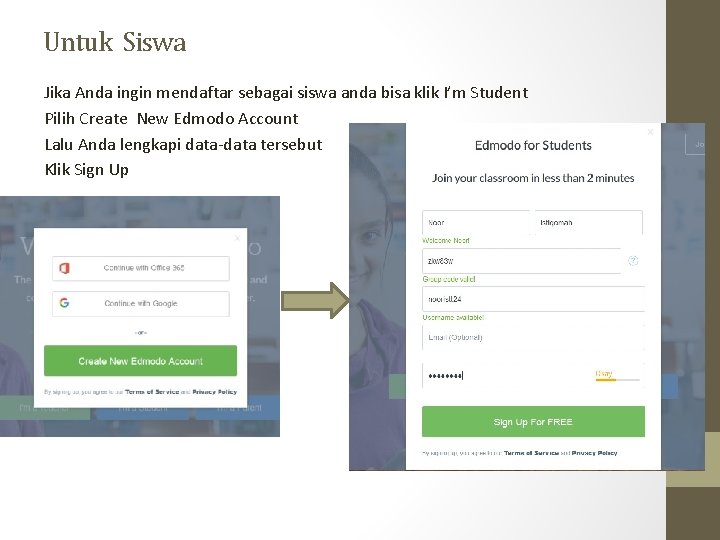 Untuk Siswa Jika Anda ingin mendaftar sebagai siswa anda bisa klik I’m Student Pilih
