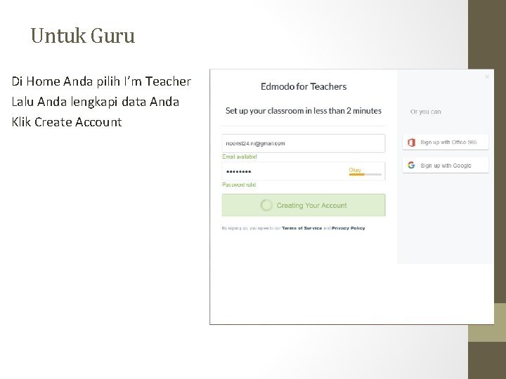 Untuk Guru Di Home Anda pilih I’m Teacher Lalu Anda lengkapi data Anda Klik