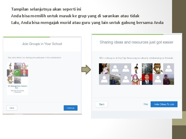 Tampilan selanjutnya akan seperti ini Anda bisa memilih untuk masuk ke grup yang di