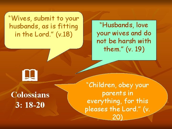 “Wives, submit to your husbands, as is fitting in the Lord. ” (v. 18)