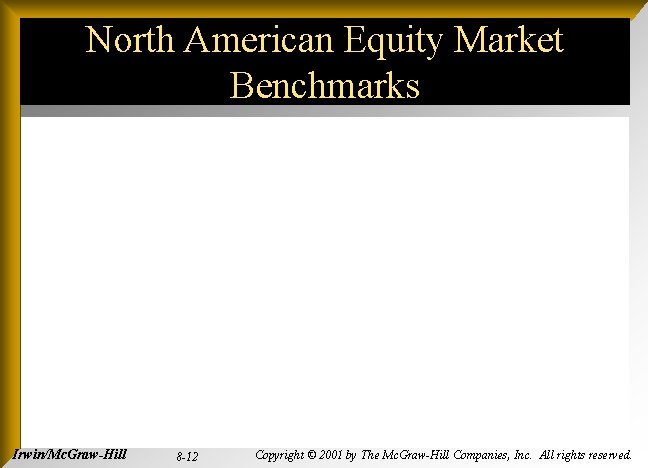North American Equity Market Benchmarks Irwin/Mc. Graw-Hill 8 -12 Copyright © 2001 by The