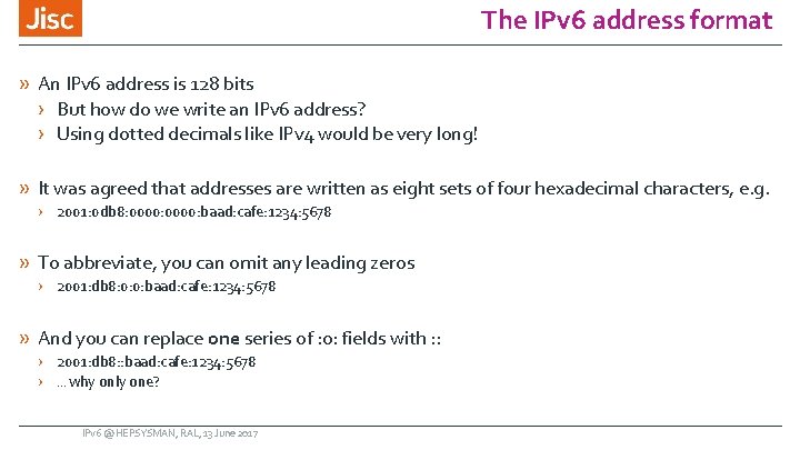 The IPv 6 address format » An IPv 6 address is 128 bits ›