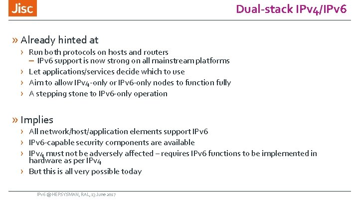 Dual-stack IPv 4/IPv 6 » Already hinted at › Run both protocols on hosts