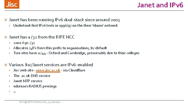 Janet and IPv 6 » Janet has been running IPv 6 dual-stack since around