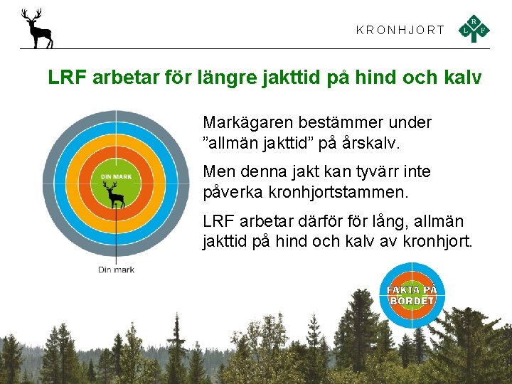 KRONHJORT LRF arbetar för längre jakttid på hind och kalv Markägaren bestämmer under ”allmän