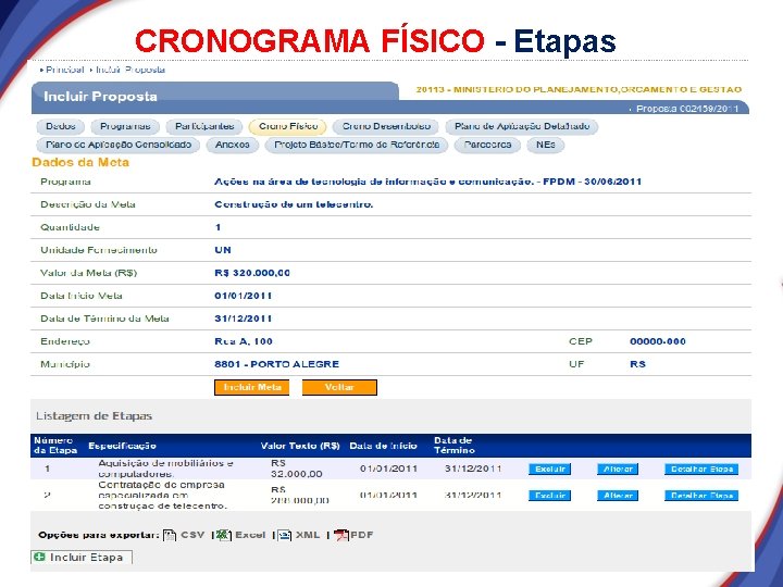 CRONOGRAMA FÍSICO - Etapas CRONOGRAMA FÍSICO - Etapas