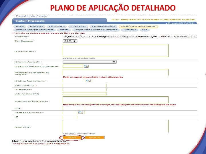 PLANO DE APLICAÇÃO DETALHADO PLANO DE APLICAÇÃO DETALHADO