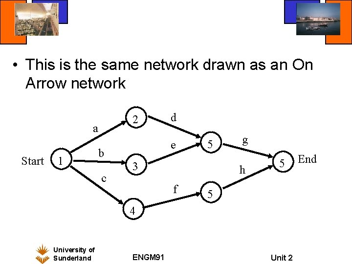 • This is the same network drawn as an On Arrow network 2 • This is the same network drawn as an On Arrow network 2