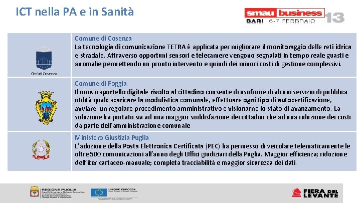 ICT nella PA e in Sanità Comune di Cosenza La tecnologia di comunicazione TETRA ICT nella PA e in Sanità Comune di Cosenza La tecnologia di comunicazione TETRA