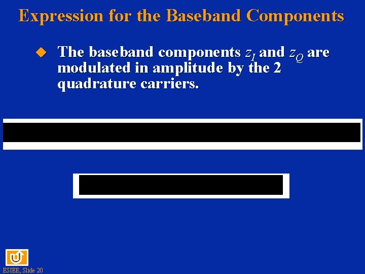 Expression for the Baseband Components u ESIEE, Slide 20 The baseband components z. I