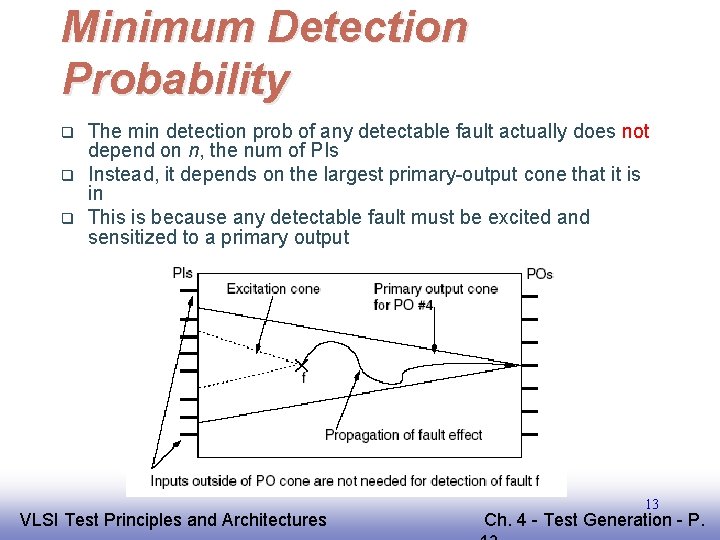 Minimum Detection Probability q q q The min detection prob of any detectable fault