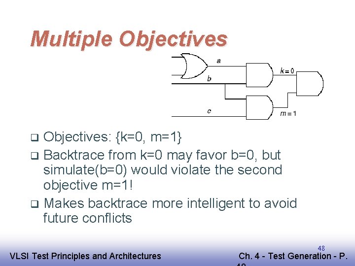 Multiple Objectives: {k=0, m=1} q Backtrace from k=0 may favor b=0, but simulate(b=0) would