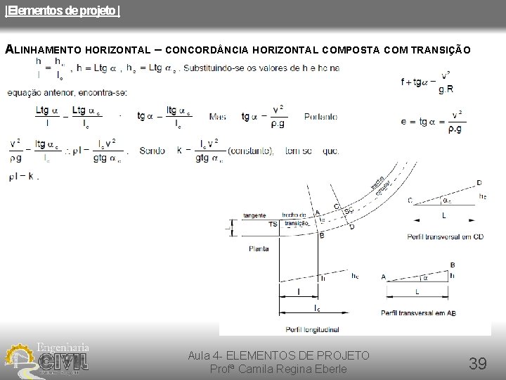 |Elementos de projeto | ALINHAMENTO HORIZONTAL – CONCORD NCIA HORIZONTAL COMPOSTA COM TRANSIÇÃO Aula