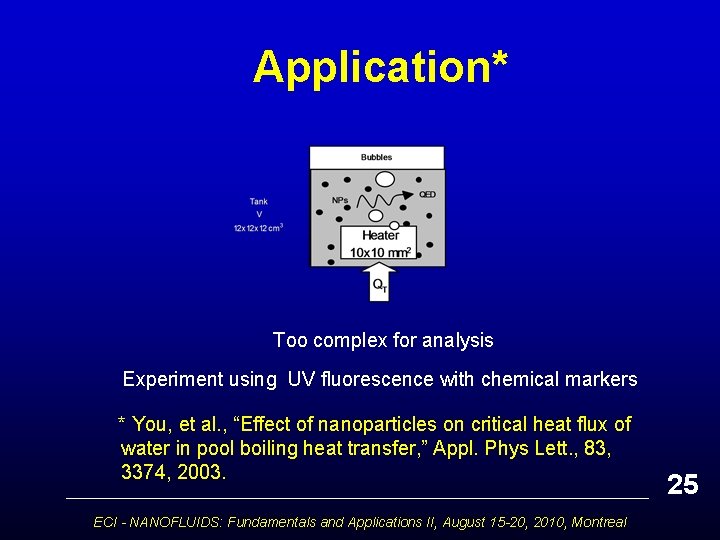 Application* Too complex for analysis Experiment using UV fluorescence with chemical markers * You,