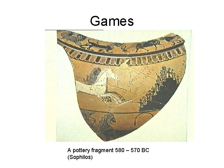 Games A pottery fragment 580 – 570 BC (Sophilos) 