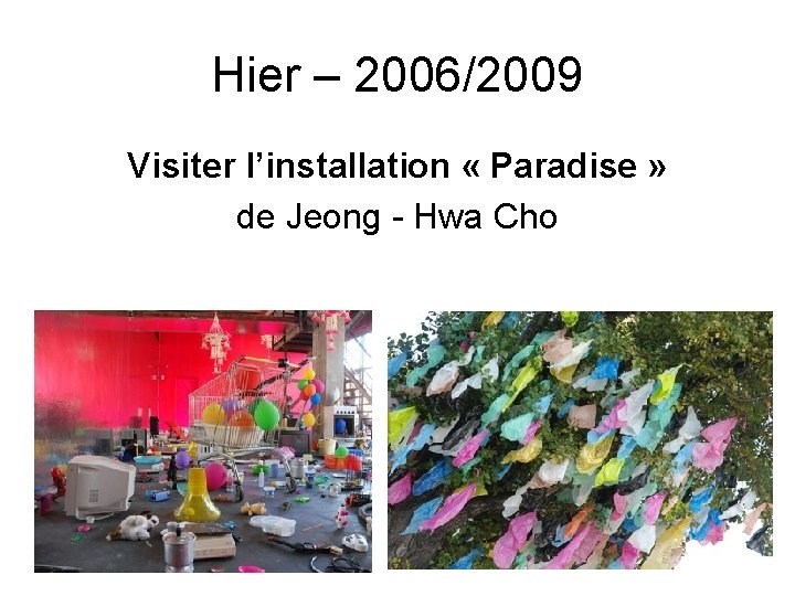 Hier – 2006/2009 Visiter l’installation « Paradise » de Jeong - Hwa Cho 