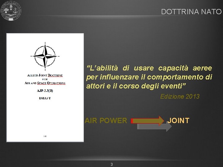 DOTTRINA NATO “L’abilità di usare capacità aeree per influenzare il comportamento di attori e