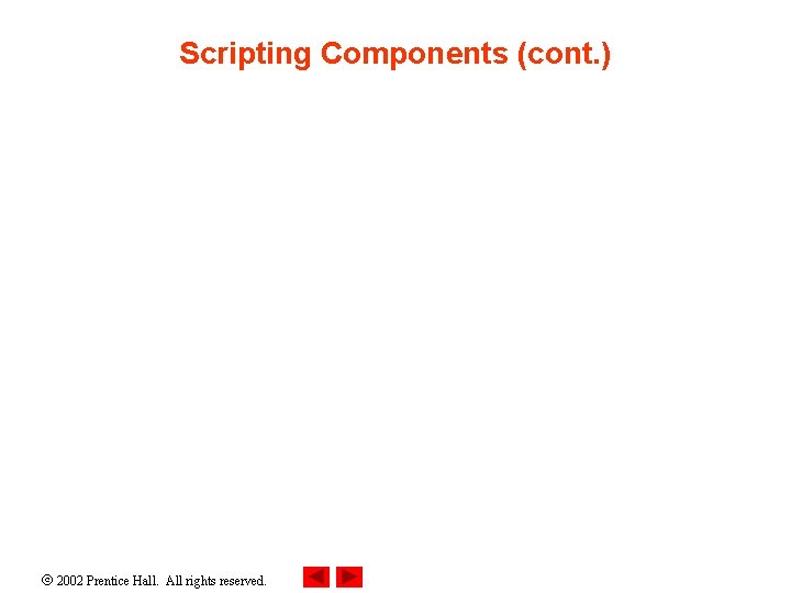 Scripting Components (cont. ) 2002 Prentice Hall. All rights reserved. 